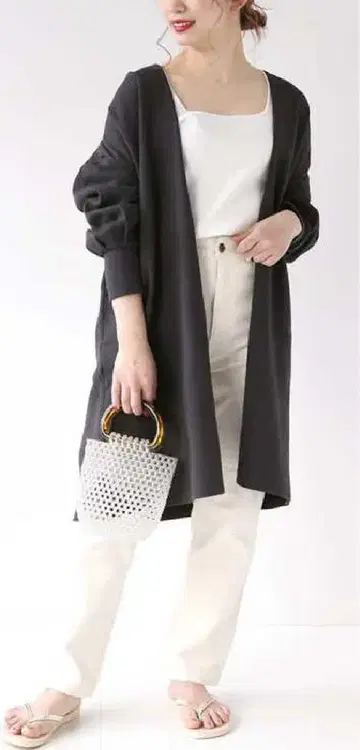 B.C STOCK 더블 카노코 니트 코트 블랙