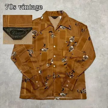 시부 70s Triumph 꽃무늬 오픈 카라 폴리 셔츠 DM1352