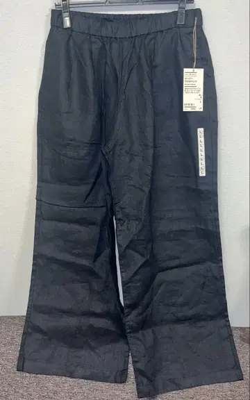 택 포함 새상품, MUJI, 올해 상품, 블랙, 린넨, 이지 와이드 팬츠