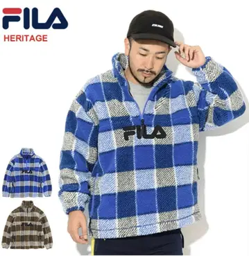 휠라 FILA 남성용 체크 하프 지퍼 자켓