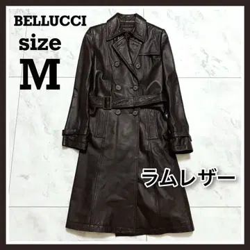 이탈리아제 램 가죽 사용 램 가죽 램스킨 트렌치코트 다크 브라운 M