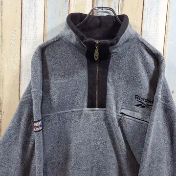 6-300 리복 하프 지퍼 플리스 자켓 90s 자수 로고 L 상당