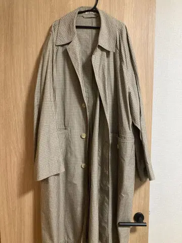 AURALEE 체크 무늬 스텐카라 코트