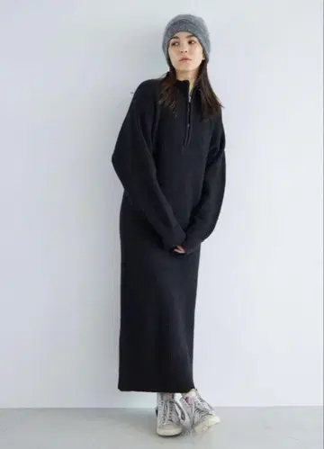 하이넥 지퍼 니트 원피스