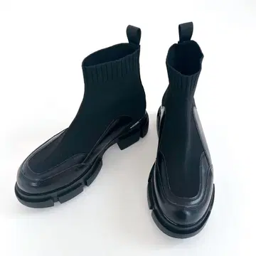 nouer 누에르 가죽 삭스 숏 부츠 블랙 통굽 24