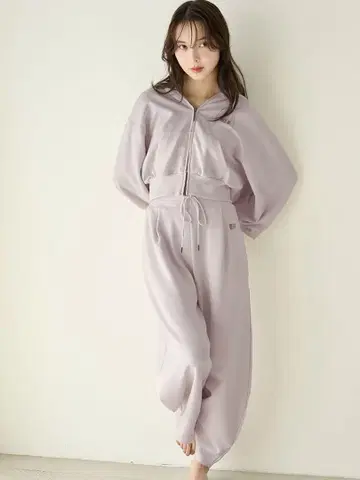 SNIDEL HOME 본딩 후드티 롱 팬츠 셋업 라벤더