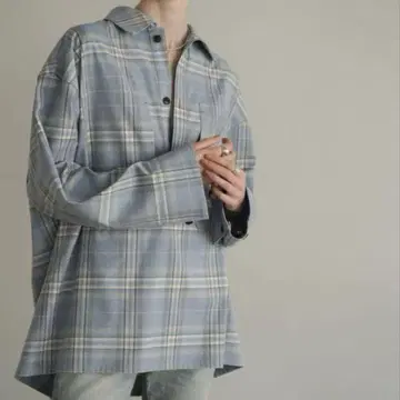 CLANE 체크 포켓 오버 셔츠