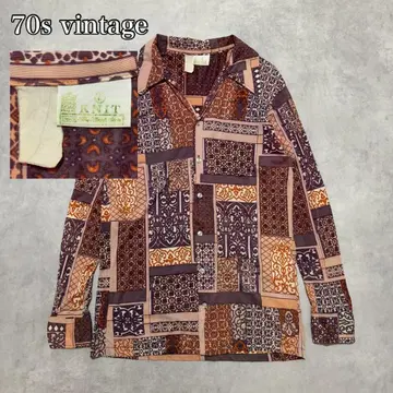 70s sears vintage 폴리셔츠 오픈 카라 DM1355