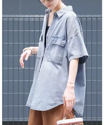 [ 새상품급 ] reca 반팔 데님 셔츠
