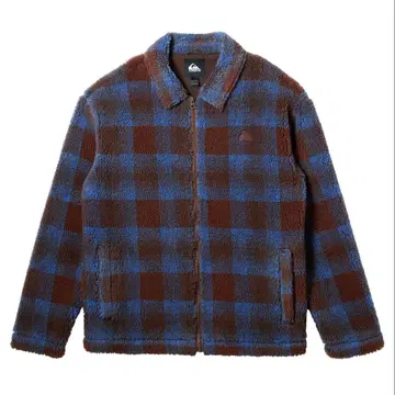 Quiksilver 플리스 자켓 브라운과 파랑 체크 무늬 M 사이즈