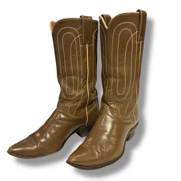 빈티지 저스틴 브라운 가죽 자수 디자인 웨스턴 부츠