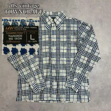 70s TOWNCRAFT 잎 패턴 폴리 셔츠 vintage DM1358