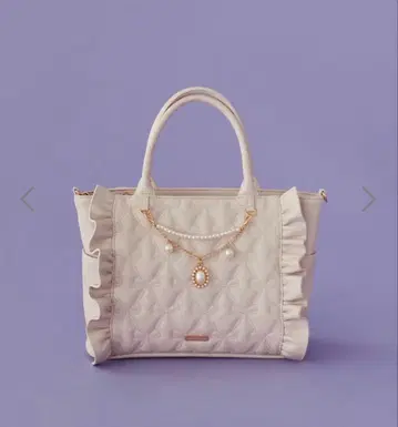 메종 드 플뢰르 참 포함 리본 퀼팅 2Way 토트 핑크