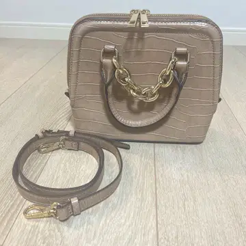 ZARA 베이지 숄더백 크로커다일 무늬