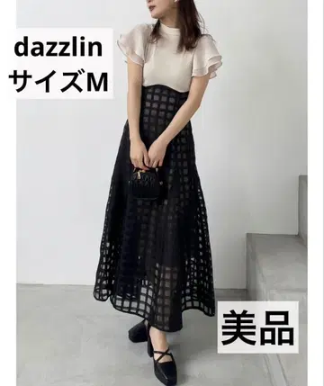 dazzlin 시어 체크 코르셋 원피스 사이즈 M