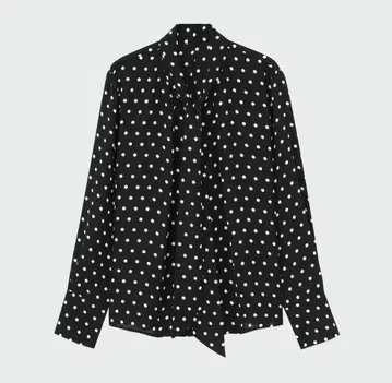 PLST 플라스테 보타이 블라우스 도트 리본 포함 긴팔 셔츠 XS