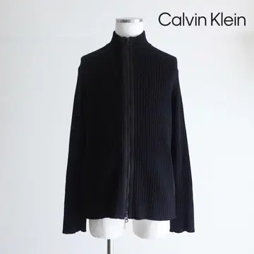 Calvin Klein 더블 지퍼 코튼 드라이버즈 니트 블랙