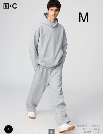 UNIQLO 그레이 맨투맨 와이드 팬츠 M