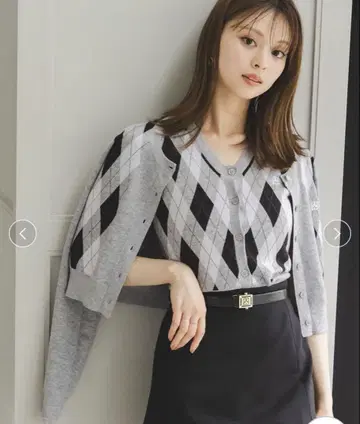 snidel 아가일 가디건 아가일 니트 베스트 풀오버 2종 세트