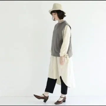 NARU(나루) 모슬린 핸드와셔 아이보리 셔츠 원피스 긴팔