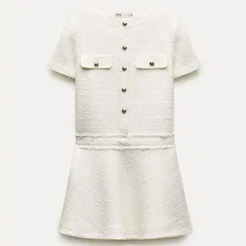 화이트 반팔 무릎 기장 원피스 ZARA
