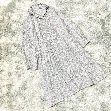 아메리칸 빈티지 페이즐리 무늬 롱 원피스 A라인 플리츠 레트로