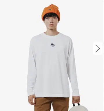LACOSTE PARIS 로고 헤비 온스 T셔츠 화이트