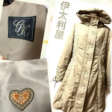 이타리야 후드 부착 베이지 롱 코트