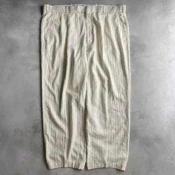 90s 빈티지 스트라이프 슬랙스 아이보리 린넨레이온 USA