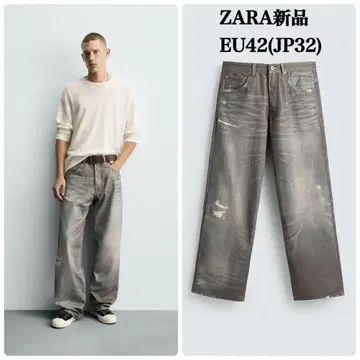 완판템 ZARA 프린트 배기 핏 데님 팬츠 EU42 택 포함 새상품