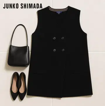 J1362@ Junko Shimada 슬리브리스 베스트 L 블랙