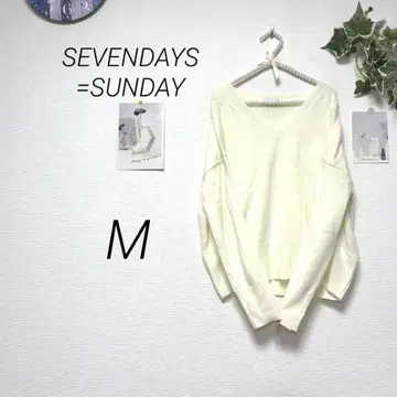 8784 SEVENDAYS=SUNDAY V넥 니트 M 무지 얇은 소재