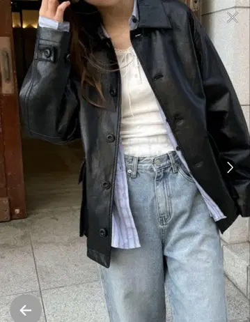 캐널진 인조 가죽 자켓 인조 가죽 블루종