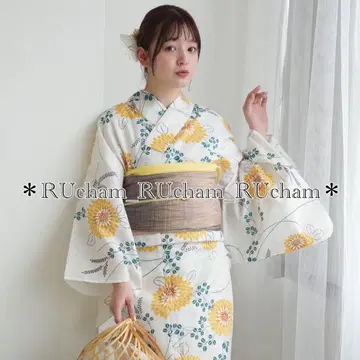 새상품 [ 옐로우 컬러 검과 억새 ] utatane 우타타네 유카타 단품