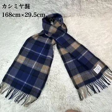 캐시미어 혼방 체크 무늬 머플러 168cm x 29.5cm