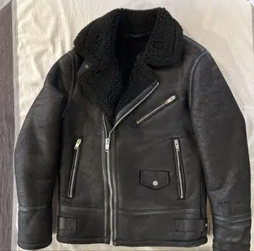 새상품급 ZARA 보아 라이더 자켓 페이크 무스탕 BLACK M