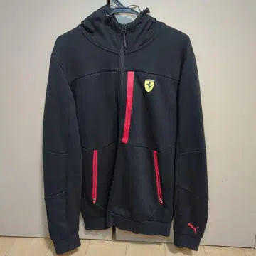PUMA 페라리 공식 풀 집업 후드티 블랙