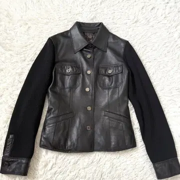 [레어 디자인] J&R 램 가죽 절개 자켓 블루종 블랙 M 사이즈