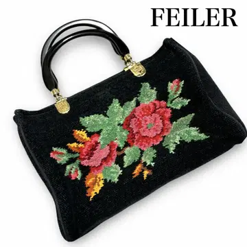 FEILER 페이러 꽃무늬 핸드백 가방 여성용 토트 블랙