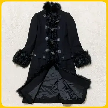 새상품급 그레이스 콘티넨탈 블랙 롱 더플 코트 36 퍼 A라인