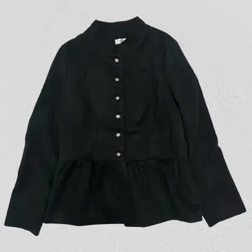 한국 브랜드 스탠드 카라 페플럼 자켓 버튼 모티브 블랙 S