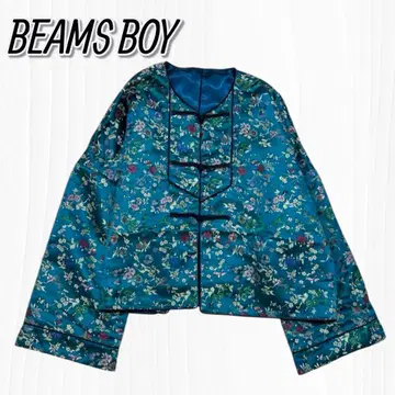 [ 미사용 ] BEAMS BOY 차이나 블루종 꽃무늬 자켓