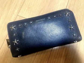 JIMMY CHOO 네이비 장지갑 스타 스터드
