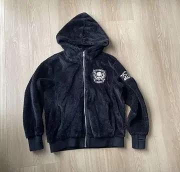 vanson 블랙 플리스 후드티 L