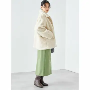 SHIPS 보아 자켓 크림색