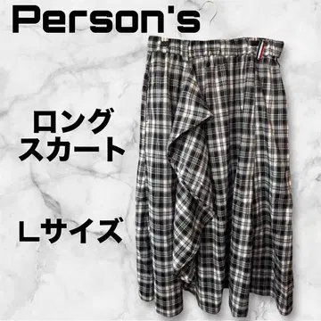 Person's 퍼슨즈 체크 롱 스커트 L 사이즈 랩 아지메풍