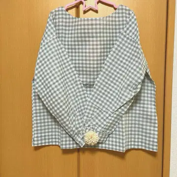 SM2 30주년 깅엄 체크 블라우스 면린넨