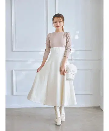 [택 포함 새상품] tocco 백 레이스업 트위드 도킹 원피스