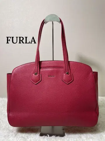새상품급 훌라 토트백 레드 페블드 레더 A4 수납 가능 FURLA