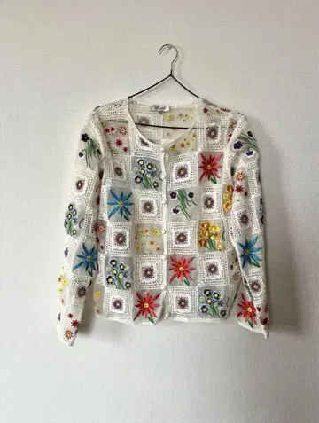 vintage 가디건 크로셰 레이스